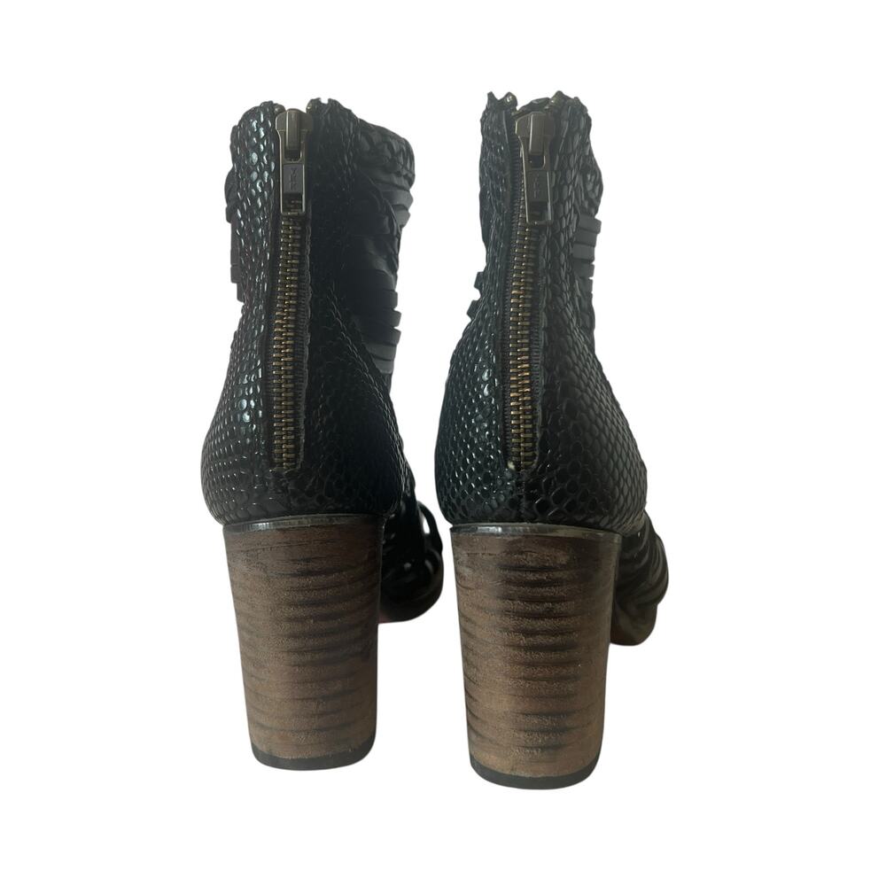 Freebird Bela Black Leather Peep Toe Heeled Sandals Size 7 - Picture 8 of 15